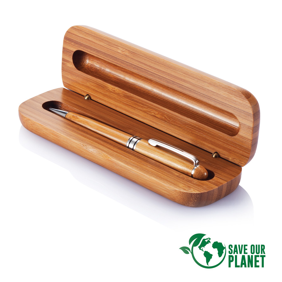 set boligrafo estuche bamboo